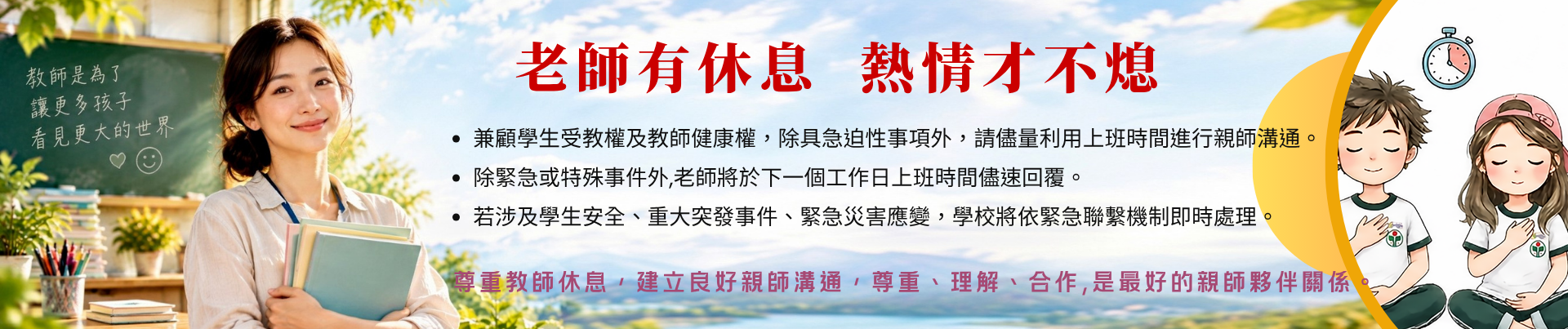 老師有休息，熱情才不熄